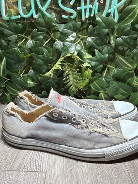 Converse All Star Slip On Laceless Denim Distressed Mens Shoes Size 13